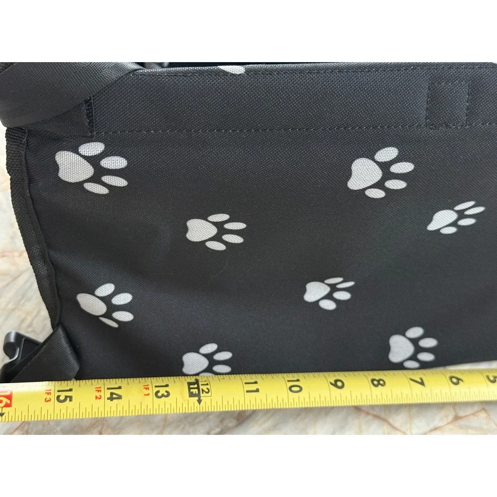 Black Paw Print Pet Car Booster Seat Small Dog Cat Travel Carrier Mesh Sides